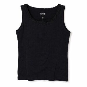 🦜NOTHERN REFLECTIONS Black Ribbed Lace trimmed  tank top - L